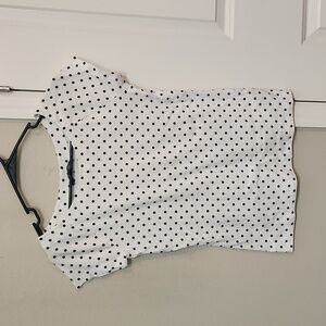 RALPH LAUREN white and black polka dot pinup retro style top size medium 🖤🤍